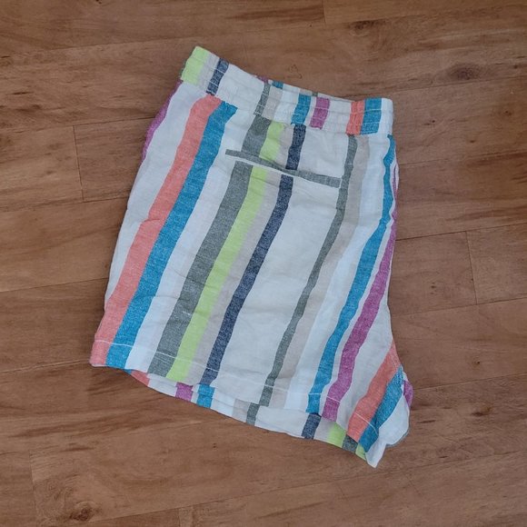 Rainbow Stripes Time and Tru Striped Linen Shorts  Size 3X Size 22 - Picture 2 of 16